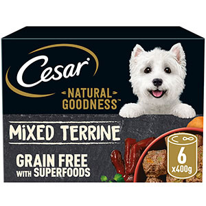 Cesar Natural Goodness Wet Adult Dog Food Mixed Selection In Loaf 6 x 400g Tins