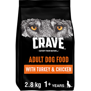 Crave Natural Grain Free Complete Dry Adult Dog Food Turkey and Chicken 2.8kg