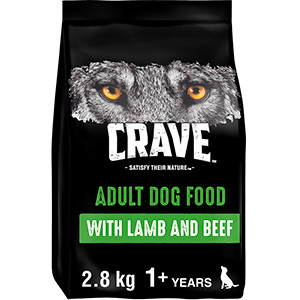 Crave Natural Grain Free Complete Dry Adult Dog Food Lamb and Beef 2.8kg