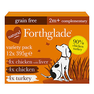 Forthglade Grain Free Wet Adult Dog Food Variety Pack Just Poultry 12x395g Tray