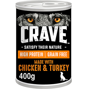 Crave Wet Adult Dog Food with Chicken and Turkey in Loaf 400g Can