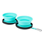 3 Peaks Collapsible Double Dog Bowl Green