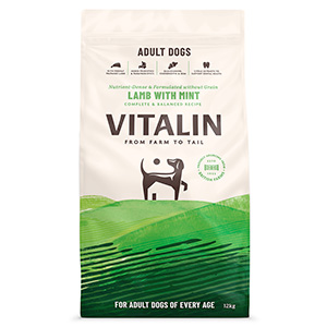 Vitalin Dry Adult Dog Food Lamb and Mint 12kg