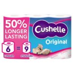 Cushelle Original 50% Longer Lasting Toilet Tissue 6 Rolls